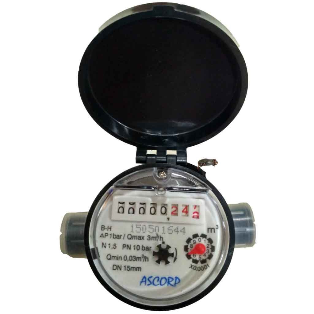 ASCORP Water Meter 15mm Single Jet Screwed End Class B Nylon Body