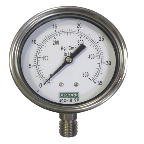 Ascorp Pressure Gauge Industrial Stainless Steel