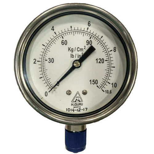 H.GURU Bourdon Industrial All SS Pressure Gauge
