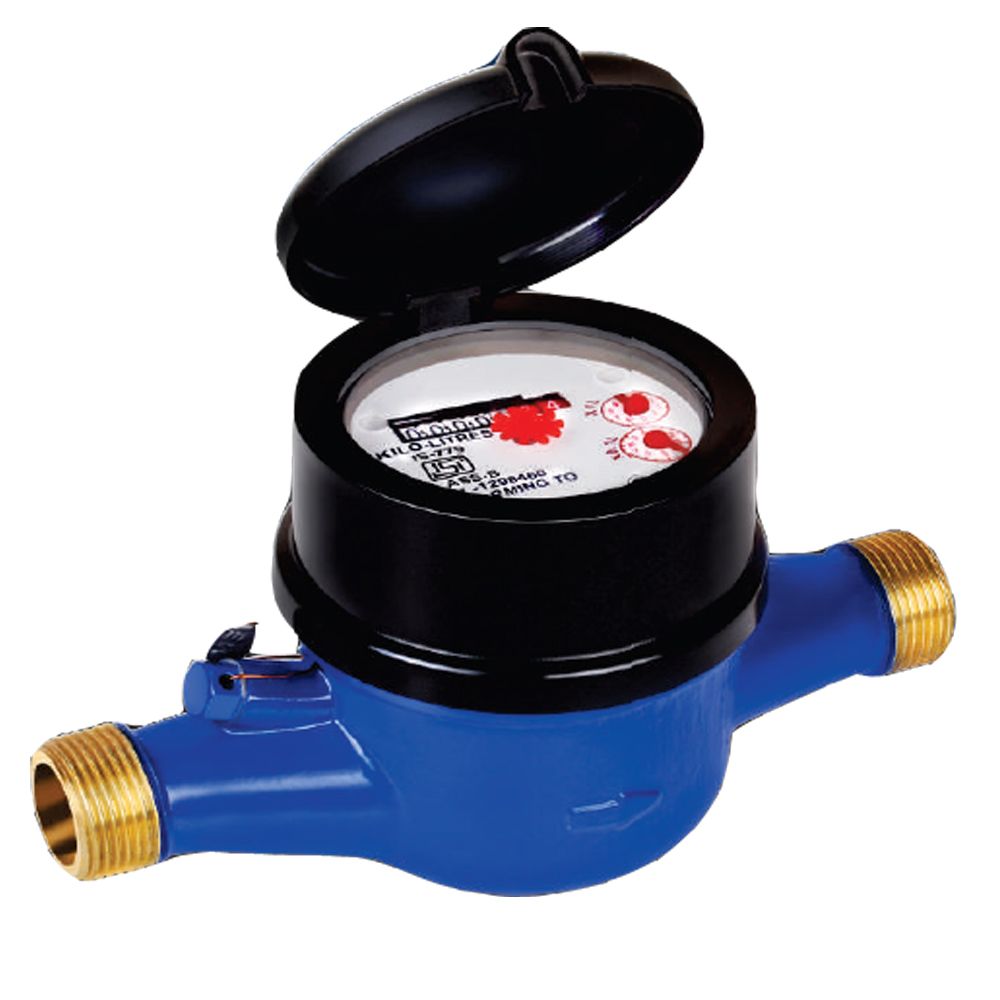 Kranti KBM Water Flow Meter 15mm Multi Jet Screwed End Class B Brass Body